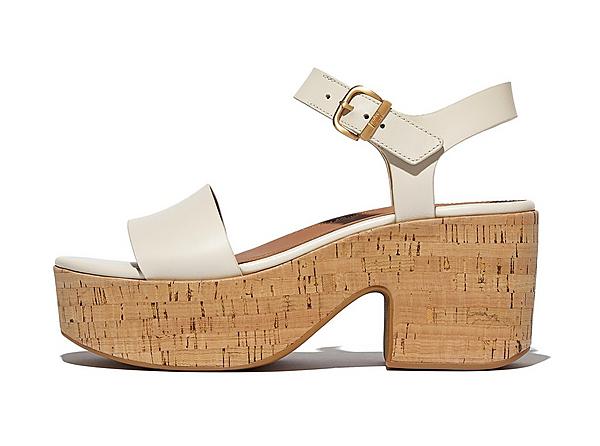 PLATFFORMS Leather/Cork Heeled Ankle-Strap Sandals